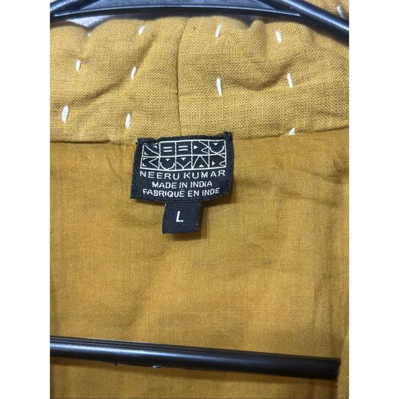 NWOT Neeru Kumar Rossi Quilted & Stitch Mustard Yellow Jacket Cardigan Women's L - Picture 5 of 11